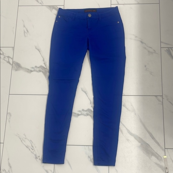 Material Girl Skinny Light Weight Cotton Pants, Royal Blue - Picture 1 of 5